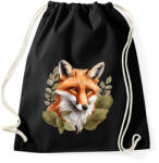 printfashion róka levelekkel - Sportzsák, Tornazsák - Fekete (14546362)
