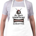 printfashion Augusztusban születtek az igazi SPÁRTAIAK! - Kötény - Fehér (4911579)