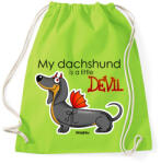 printfashion My dachshund is a little DEVIL" - Sportzsák, Tornazsák - Limezöld (13414337)