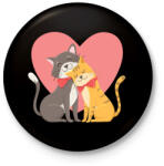 printfashion Cat Love - Kitűző, hűtőmágnes - Fekete (3100769)