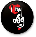 printfashion I love my dog - Kitűző, hűtőmágnes - Fekete (3144566)