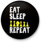 printfashion Eat, Sleep, Chess, Repeat - Kitűző, hűtőmágnes - Fekete (7333236)