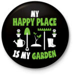 printfashion Happy place - Kitűző, hűtőmágnes - Fekete (3102372)