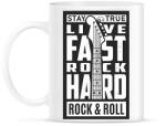 printfashion Stay true, Live fast, Rock hard, Rock & Roll - fehér - Bögre - Fehér (6374185)