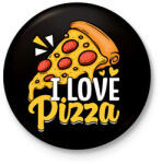 printfashion pizza - Kitűző, hűtőmágnes - Fekete (16505037)