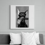 printfashion Dobermann with gun - Vászonkép - Fehér (16206636)