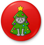 printfashion Cica karácsonyfa - Kitűző, hűtőmágnes - Piros (3109436)