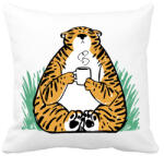 printfashion Kávézó tigris - Párnahuzat, Díszpárnahuzat - Fehér (11841043)