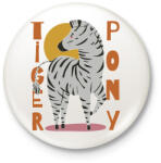 printfashion Tigris póni - zebra - Kitűző, hűtőmágnes - Fehér (5626646)