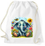printfashion Elefánt a virágos mezőn - Sportzsák, Tornazsák - Fehér (15869565)