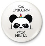 printfashion Panda unicornis ninja - Kitűző, hűtőmágnes - Fehér (4134395)