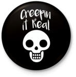 printfashion Creepin It Real Skull - Kitűző, hűtőmágnes - Fekete (3099188)