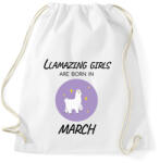 printfashion Llamazing girls are born is march - Sportzsák, Tornazsák - Fehér (6234665)