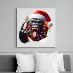 printfashion Vicces karácsonyi rocker party gorilla - Vászonkép - Fehér (15257013)