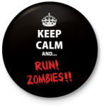 printfashion Keep calm and RUN! Zombies! ! - Kitűző, hűtőmágnes - Fekete (3092263)