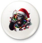 printfashion Vicces karácsonyi rocker party gorilla - Kitűző, hűtőmágnes - Fehér (15256759)