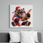 printfashion Vicces karácsonyi gitáros rocker party medve - Vászonkép - Fehér (15243179)