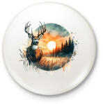 printfashion Szarvas - erdei naplemente - ajándék vadászoknak - Kitűző, hűtőmágnes - Fehér (15385174)