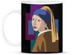printfashion Jan Vermeer - Leány gyöngy fülbevalóval - Bögre - Fekete (6732597)