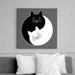 printfashion Yin-Yang macskák - Vászonkép - Sötétszürke (14503172)