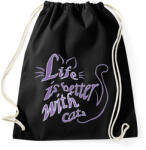 printfashion life is better with cats - Sportzsák, Tornazsák - Fekete (5724341)