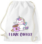 printfashion I love coffee Unikornis - Sportzsák, Tornazsák - Fehér (14242230)