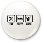printfashion EAT SLEEP CSGO - Kitűző, hűtőmágnes - Fehér (3077806)