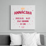 printfashion Baba adatok - Kislány - Vászonkép - Fehér (10700094)