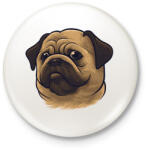printfashion Mopsz - Pug - Kitűző, hűtőmágnes - Fehér (12073094)