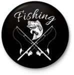printfashion Fishing - Kitűző, hűtőmágnes - Fekete (4579159)