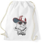printfashion Baseball sapkás medve - Sportzsák, Tornazsák - Fehér (4748607)