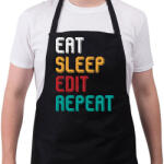 printfashion Eat, sleep, edit, repeat színes - Kötény - Fekete (5242125)