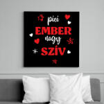 printfashion Pici ember, nagy szív - Vászonkép - Fekete (7278369)
