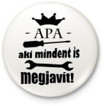 printfashion Apa aki. . . - Kitűző, hűtőmágnes - Fehér (5039020)