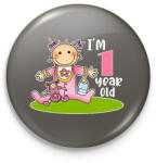 printfashion 1 year old" for girl - Kitűző, hűtőmágnes - Sötétszürke (13441533)