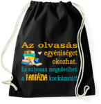 printfashion Az olvasás fontossága! - Sportzsák, Tornazsák - Fekete (4774325)