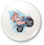 printfashion Unikornis motoron - Kitűző, hűtőmágnes - Fehér (6158996)