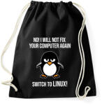 printfashion Nem javitom meg ujra, valts linuxra - Sportzsák, Tornazsák - Fekete (3558097)