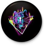 printfashion Neon Tigris - Kitűző, hűtőmágnes - Fekete (4172969)