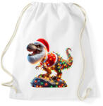 printfashion Szakállas Tirex dinoszaurusz mikulás sapkában - karácsonyi - Sportzsák, Tornazsák - Fehér (15224793)