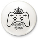 printfashion Gamer king - Kitűző, hűtőmágnes - Fehér (5325001)