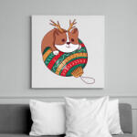 printfashion Karácsonyi corgi - Vászonkép - Fehér (10146115)