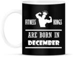 printfashion Fitnessz királyok decemberben születtek - Bögre - Fekete (1385096)