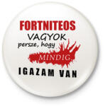 printfashion Fortniteos vagyok. . . - Kitűző, hűtőmágnes - Fehér (16285669)