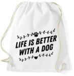 printfashion Az élet kutyával jobb - Sportzsák, Tornazsák - Fehér (983037)
