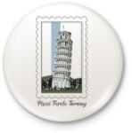 printfashion Pisai Ferde Torony - Kitűző, hűtőmágnes - Fehér (7424970)