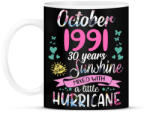 printfashion Születésnap 1991 Október - Napfény egy kis hurrikánnal! - Bögre - Fekete (5421724)