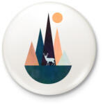 printfashion Szarvas és hegyek - Kitűző, hűtőmágnes - Fehér (5240382)