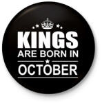 printfashion Kings are born in October - Kitűző, hűtőmágnes - Fekete (3092798)