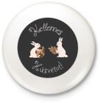 printfashion Kellemes Húsvétot - Aranyozott nyuszikkal - Kitűző, hűtőmágnes - Fehér (6335359)